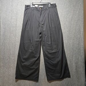 Levi Women's Pleated Wide Leg Trousers Sz 32 Meas 35 x 29 Black